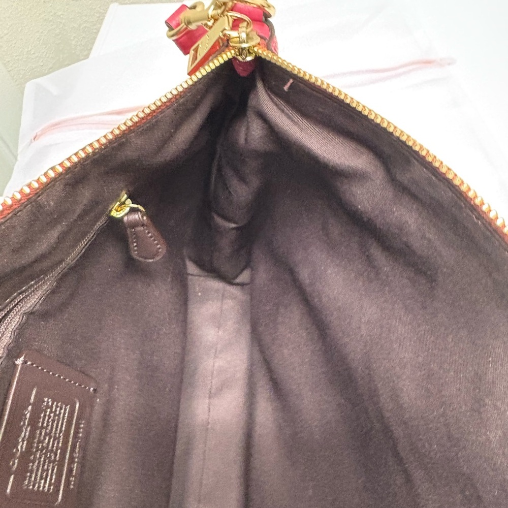 Coach Fuchsia Pebble Leather Shoulder Bag with Gold Accents - Picture 10 of 10